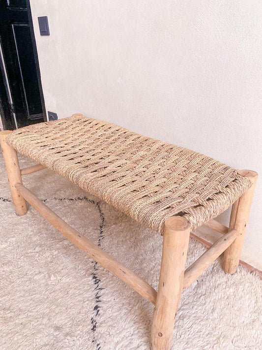 Banc marocain en bois et corde