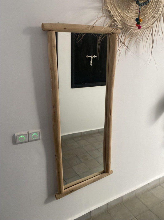 Handcrafted Rustic Wood Mirror – Natural Frame Wall Décor