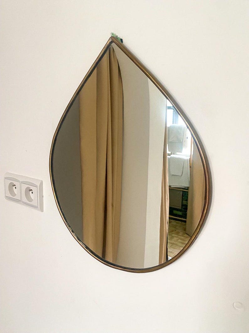 Handmade Moroccan Teardrop Mirror – Brass Frame Wall Décor