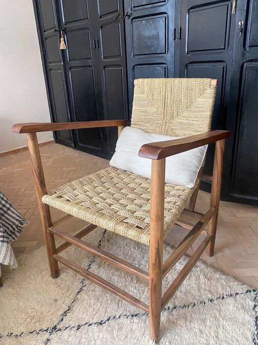 Walnut Rope Armchair – Handmade with Natural Weave