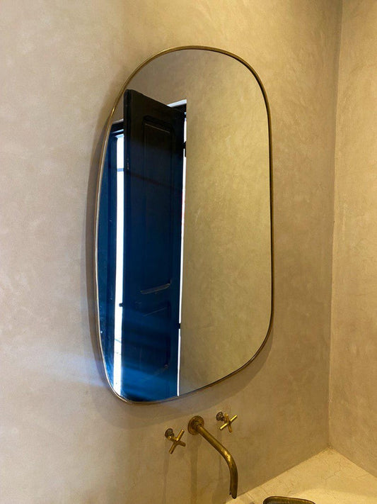 Handmade Moroccan Oval Brass Mirror – Elegant Wall Décor