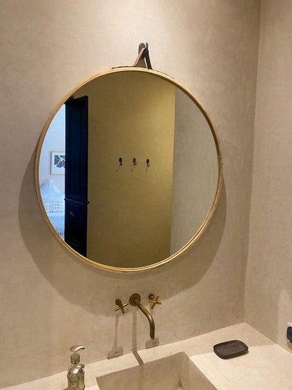 Handmade Round Brass Mirror – Modern Moroccan Wall Décor