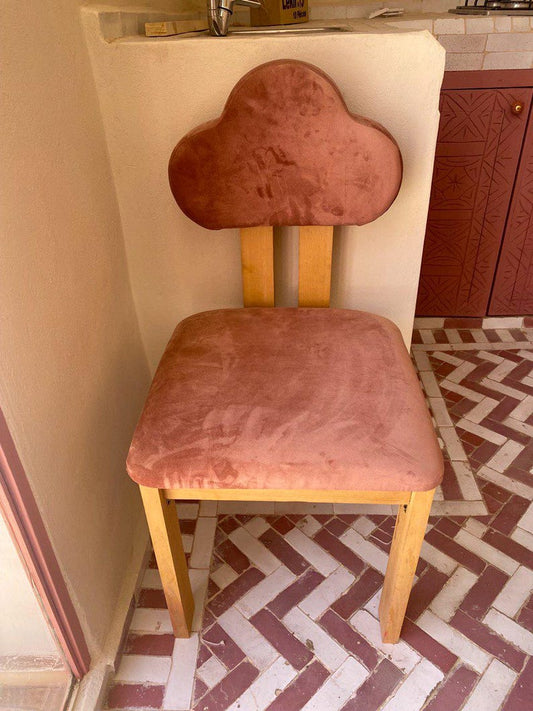 Handmade Cloud Back Velvet Chair – Pink Upholstery
