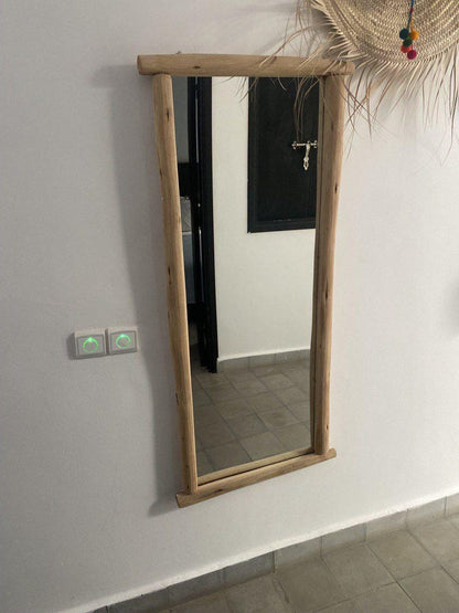 Handcrafted Rustic Wood Mirror – Natural Frame Wall Décor