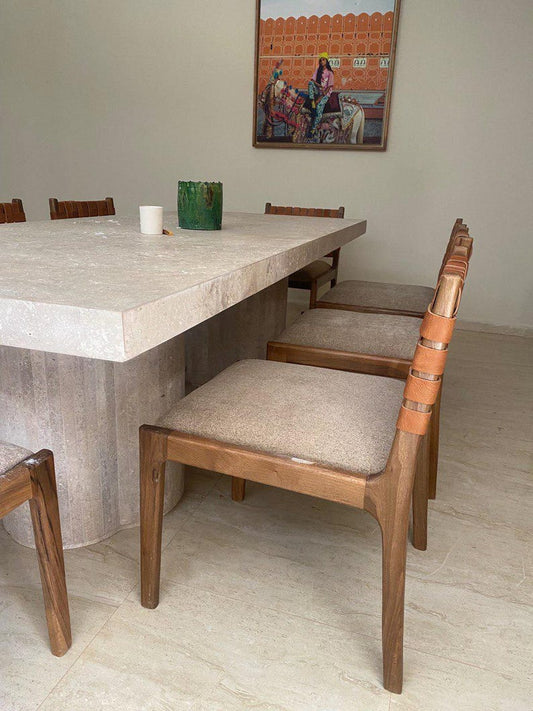 Handmade Walnut Wood & Leather Dining Chair ( 3 Chairs and get one for free )