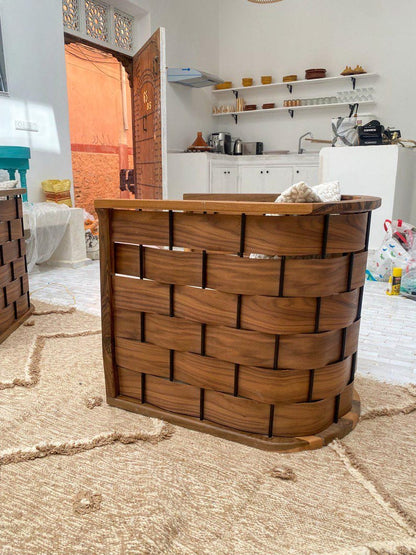 Walnut Barrel Lounge Chair – Handmade with Cushion