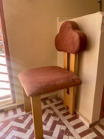 Handmade Cloud Back Velvet Chair – Pink Upholstery