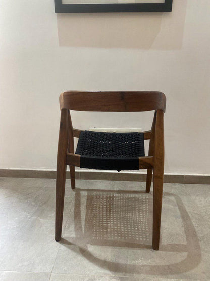 Walnut Armchair – Handmade with Black Woven Seat