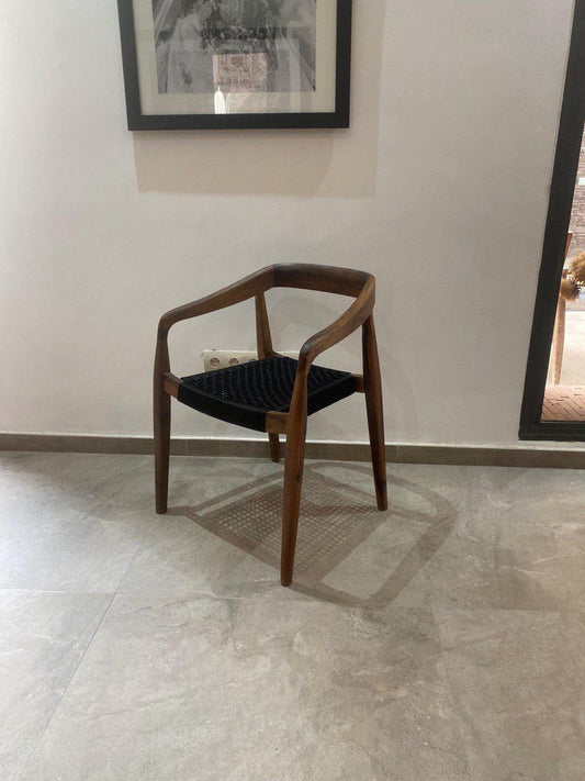 Walnut Armchair – Handmade with Black Woven Seat