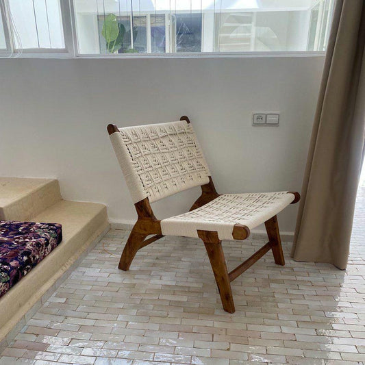 Walnut Cotton Rope Lounge Chair – Handmade Weave