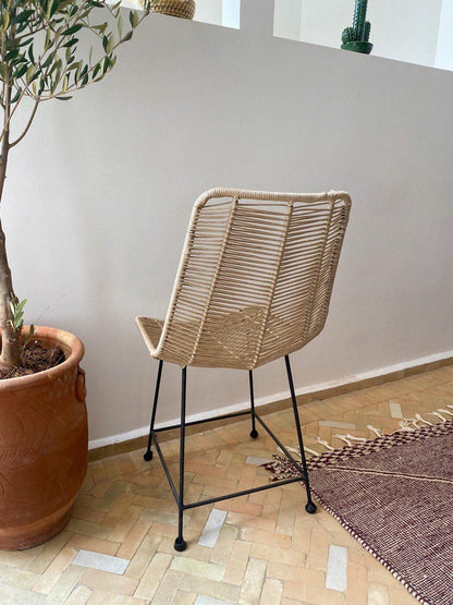 Woven Rattan Chair with Metal Frame