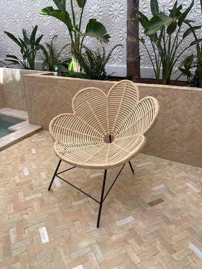 Handmade Rattan Flower Chair – Bohemian Lounge Seat