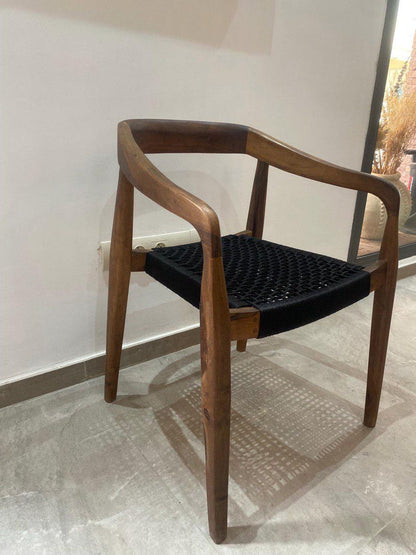 Walnut Armchair – Handmade with Black Woven Seat