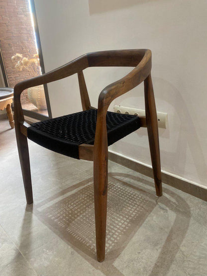 Walnut Armchair – Handmade with Black Woven Seat