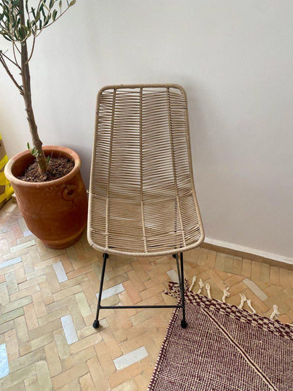 Woven Rattan Chair with Metal Frame