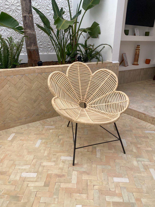 Handmade Rattan Flower Chair – Bohemian Lounge Seat